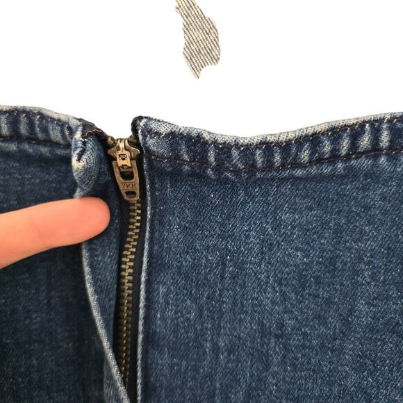 Madewell Mini Dress 4 Blue Denim Square Neck Pockets Medium Wash Sleeveless - Picture 6 of 7